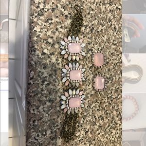 Pink set bracelet & earrings
